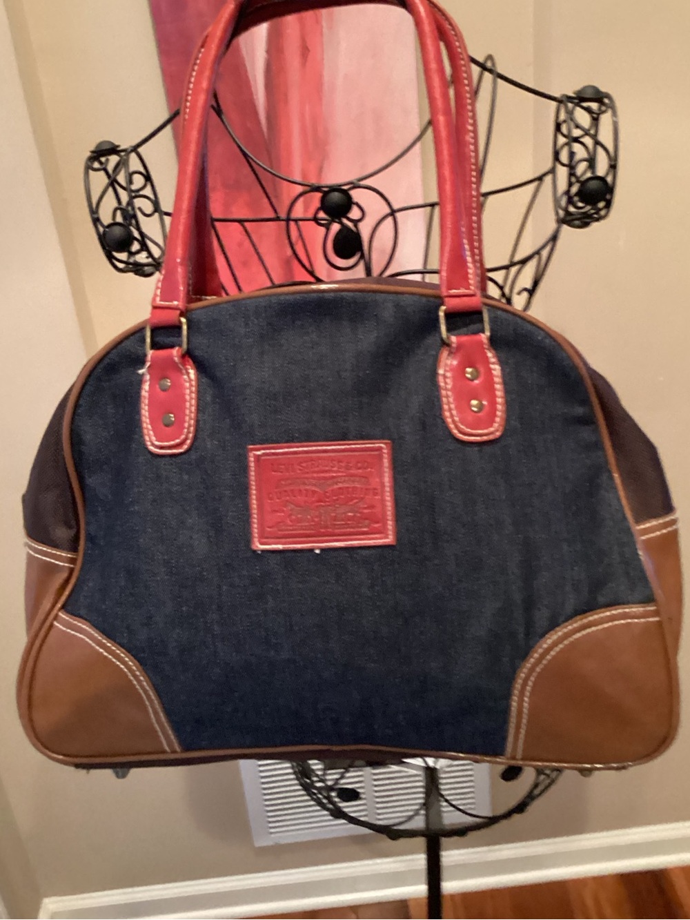 Levi’s Denim & Brown Tote Bag with Red Accents